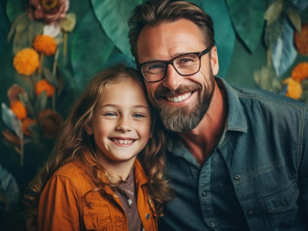Bonne fête des pères Père et fille souriant joyeusement IA générative