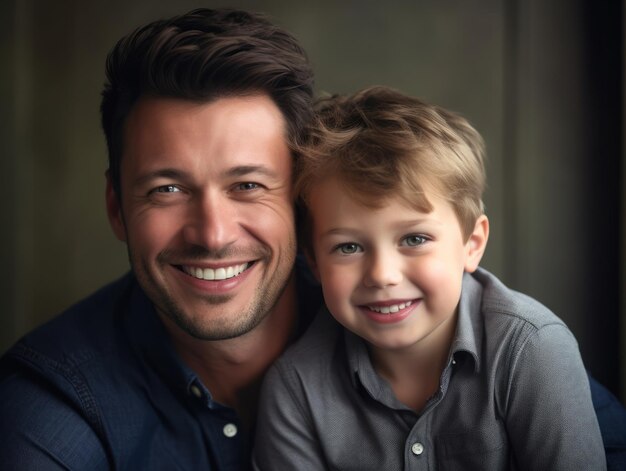 Bonne fête des pères Père et fils souriant joyeusement IA générative