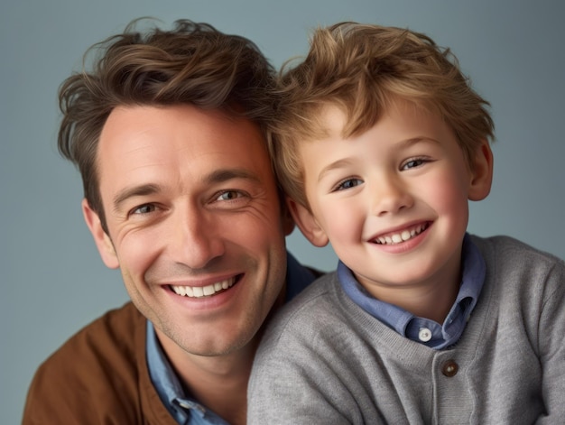 Bonne fête des pères Père et fils souriant joyeusement IA générative