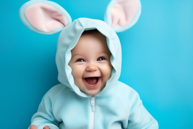 Bonne fête pour le bébé, lapin de Pâques, enfant de printemps, tout-petit, joli portrait de lapin bébé.