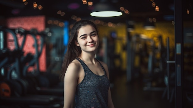 Bonne fille de fitness de 20 ans travaillant dans une salle de sport avec l'IA générative