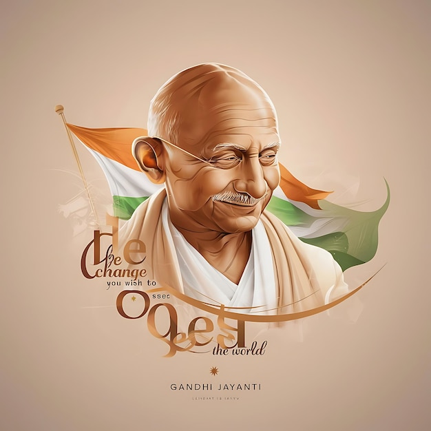 Photo bonne journée de gandhi jayanti illustration plate