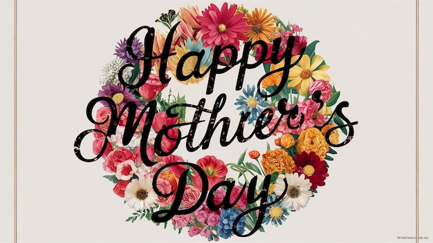 Bonne journée des mères écrit avec des fleurs isolées sur un fond blanc