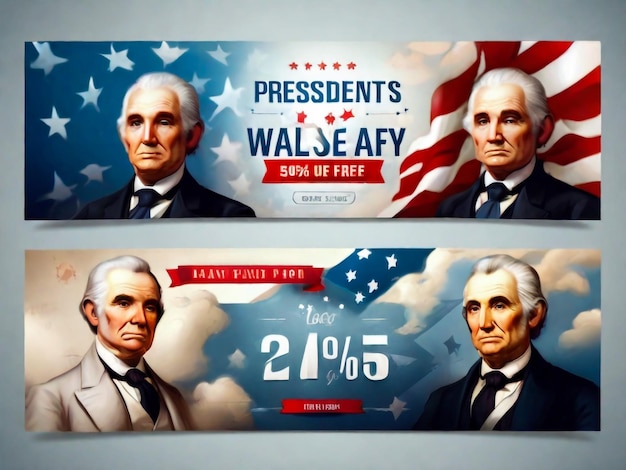 Bonne journée des présidents vente de cartes de vœux affiches de flyer affiches d'affiches de jour des présidents vacances aux États-Unis illustration vectorielle