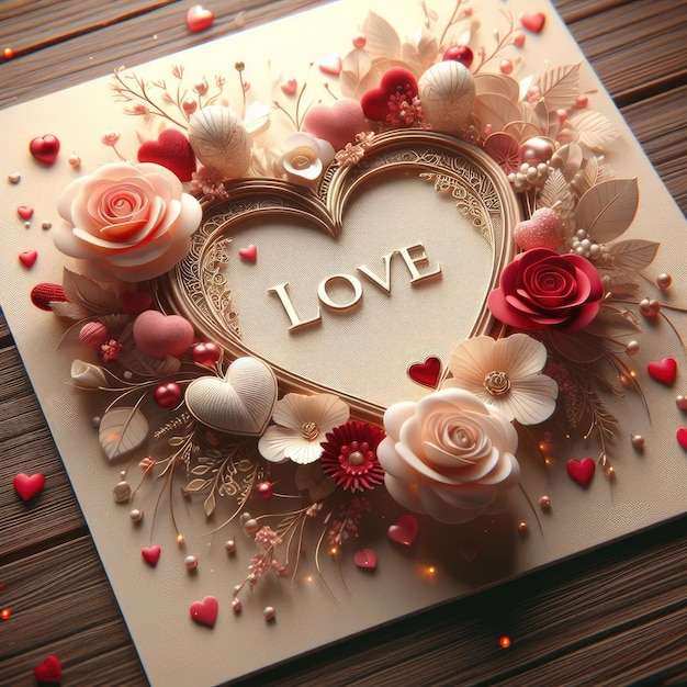 Bonne journée de la Saint-Valentin Carte de vœux de style réaliste 3D Concept pour une journée de la saint-Valentin 14 février