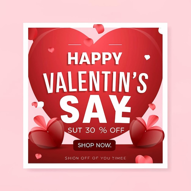 Bonne journée de la Saint-Valentin, vente à prix réduit, Instagram ou modèle de message sur les réseaux sociaux.