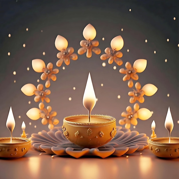 Bonne lumière de la lampe de Diwali conception de modèle de bannière colorée avec lampe de Diya décorative