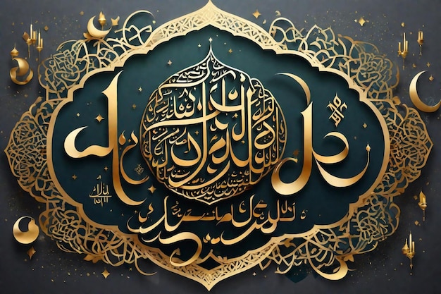 Bonne nouvelle année Hijri 1445 Bonne calligraphie arabe islamique avec l'arabe avec le génératif Ai