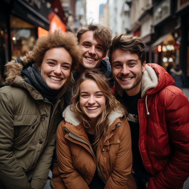 bonne photo avec des amis en ville