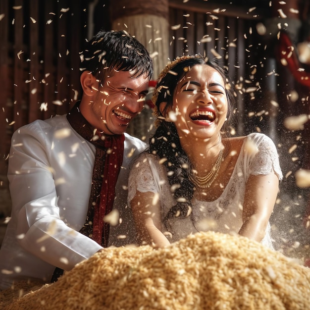 Bonne photographie de mariage des mariés au mariage