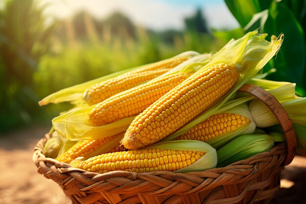 Une bonne récolte de maïs Cultivation du maïs Ferme et champ Récolte des cultures agricoles