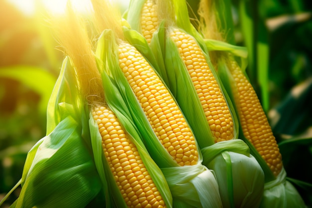 Une bonne récolte de maïs Cultivation du maïs Ferme et champ Récolte des cultures agricoles