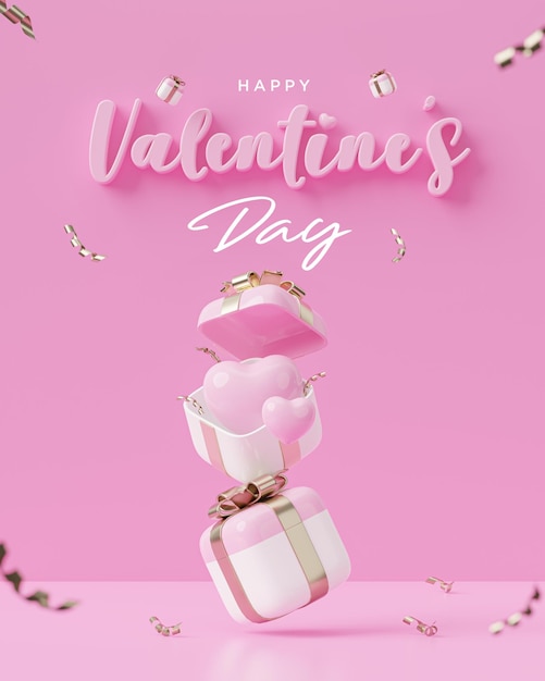 Bonne saint valentin salutations médias sociaux post rendu 3d