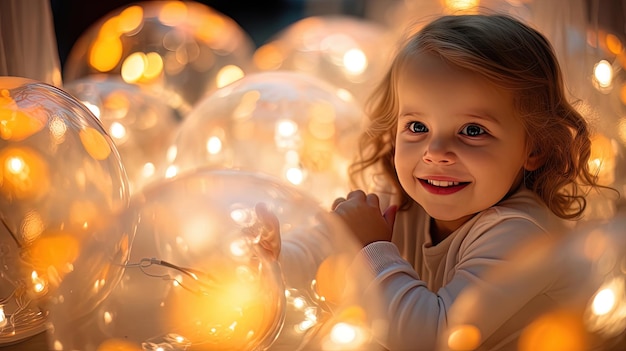 Bonne soirée enfant lumières génération AI