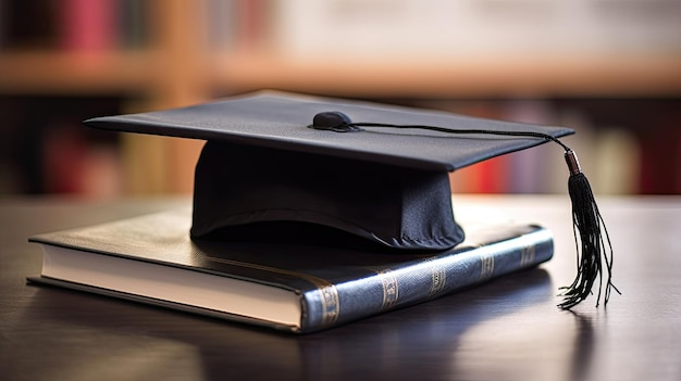 un bonnet de graduation sur un livre