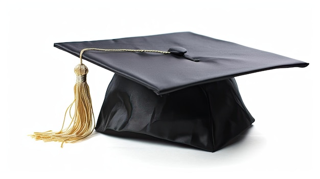 un bonnet de graduation noir avec un pompon doré