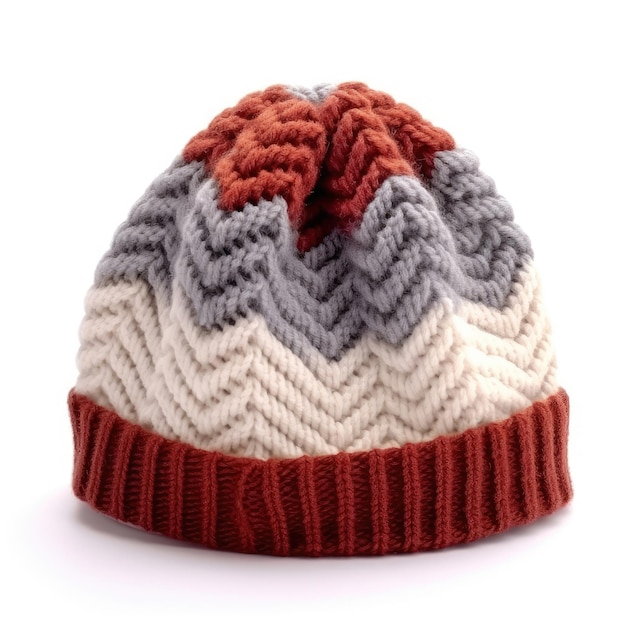 Bonnet d'hiver tricoté en laine sur fond blanc
