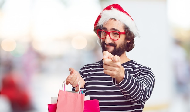 Bonnet de Noel jeune homme. concept de noël