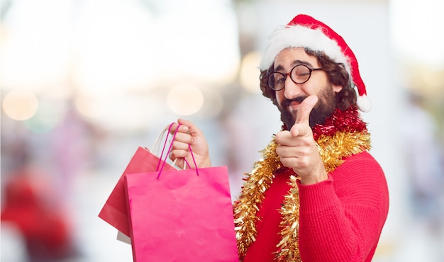 Bonnet de Noel jeune homme. concept de noël