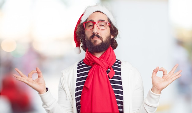 Bonnet de Noel jeune homme. concept de noël