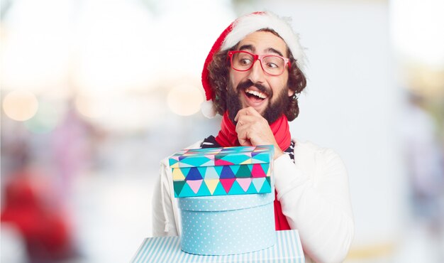 Bonnet de Noel jeune homme. concept de noël