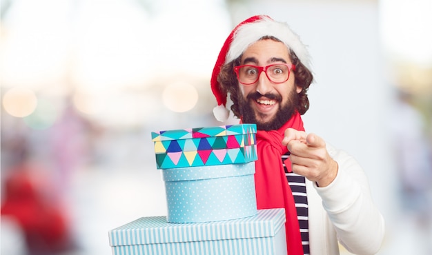 Bonnet de Noel jeune homme. concept de noël