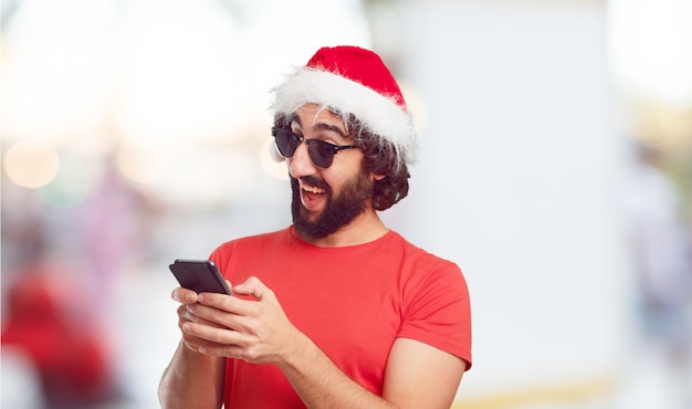 Bonnet de Noel jeune homme. concept de noël