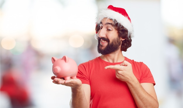 Bonnet de Noel jeune homme. concept de noël