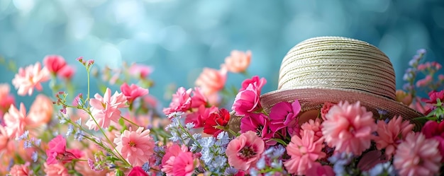 Bonnet de Pâques orné de fleurs de printemps fraîches