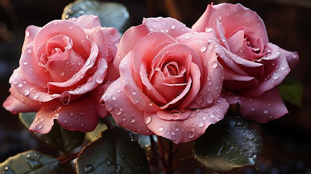 Bonnet de roses rouges et roses romantiques pour la fête de la Saint-Valentin et le concept d'amour