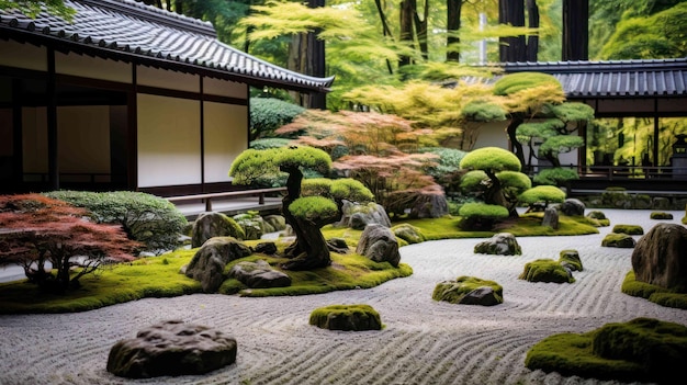 Bonsaï dans un jardin zen et calme