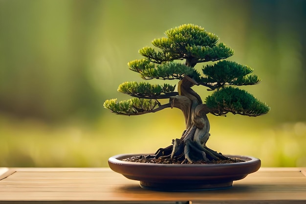 Un bonsai dans un pot sur une table