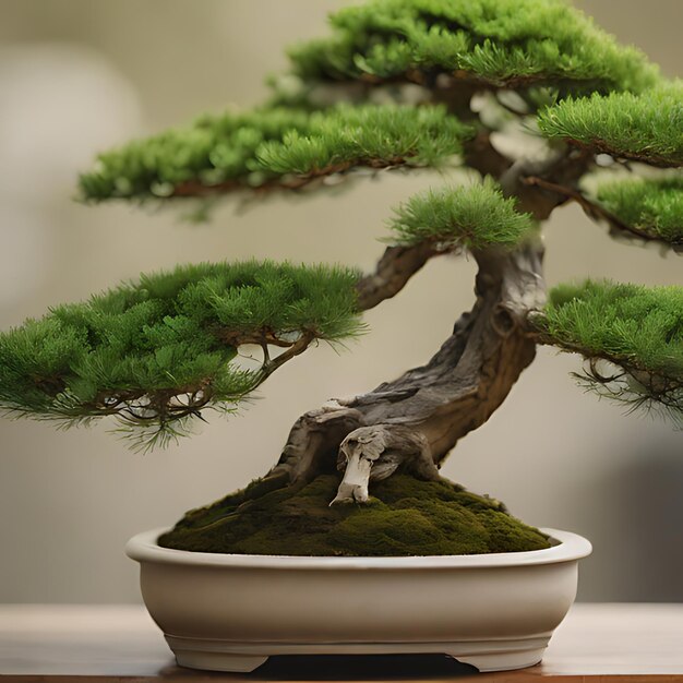 Photo un bonsai est dans un pot blanc avec un fond blanc