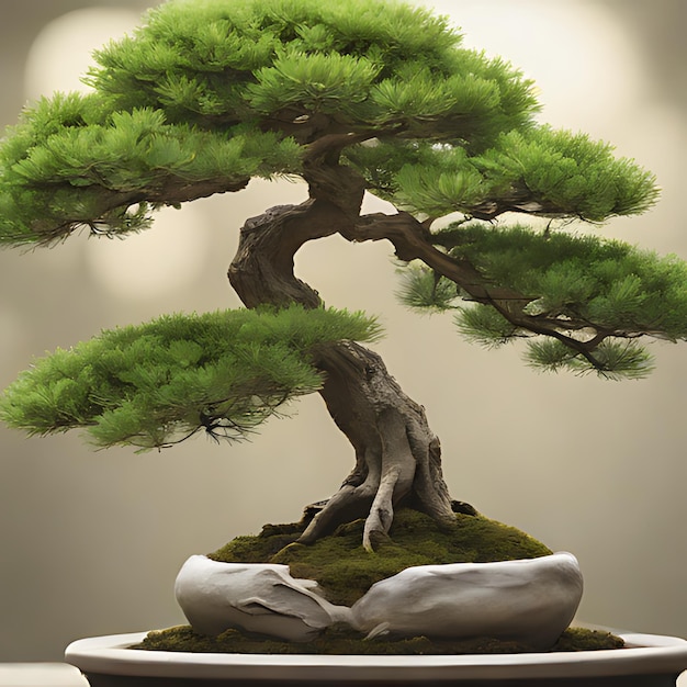 Photo un bonsai avec un fond blanc et un fond blanc