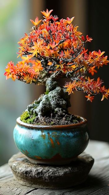 Bonsai rouge dans une baignoire