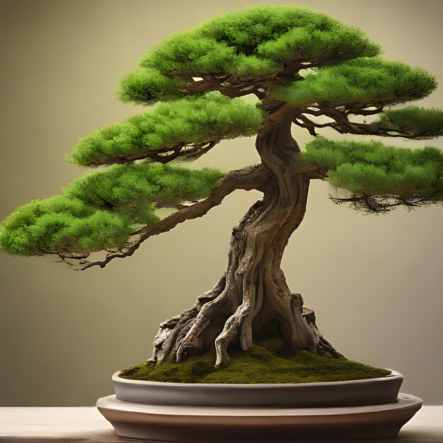 Photo un bonsai avec un toit vert et un fond blanc
