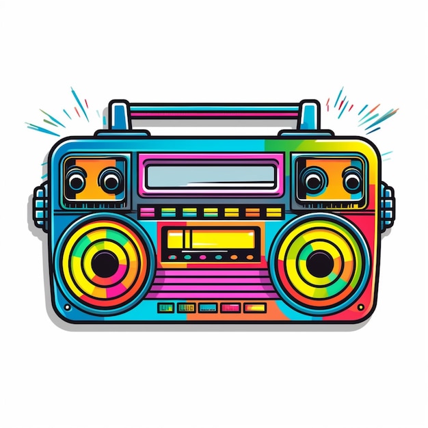 une boombox colorée avec un motif arc-en-ciel sur le devant de l'IA générative