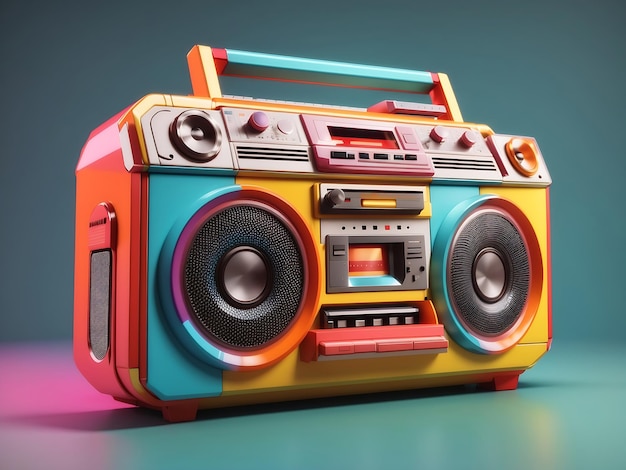 Boombox rétro coloré modèle 3D