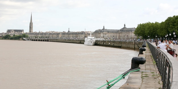 Bordeaux , Aquitaine / France - 11 07 2019 : quai de Bordeaux en garonne France