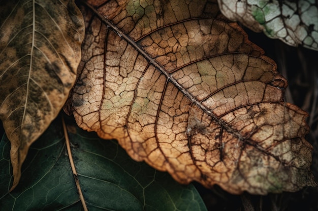 Bords effilochés inspirés de la nature des nervures des feuilles dans des tons terreux