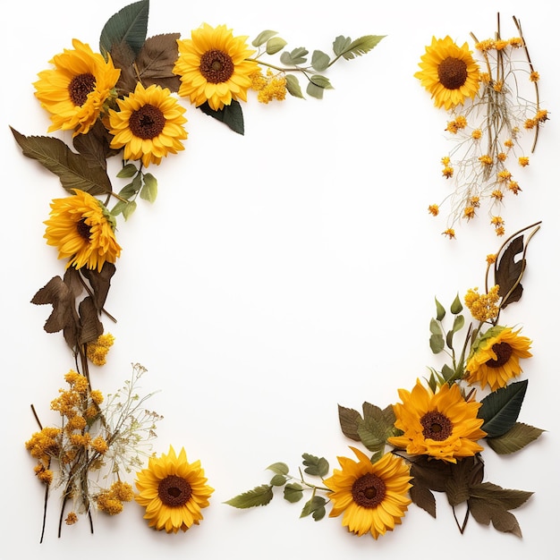 Bords de tournesol sur un éclat blanc serein