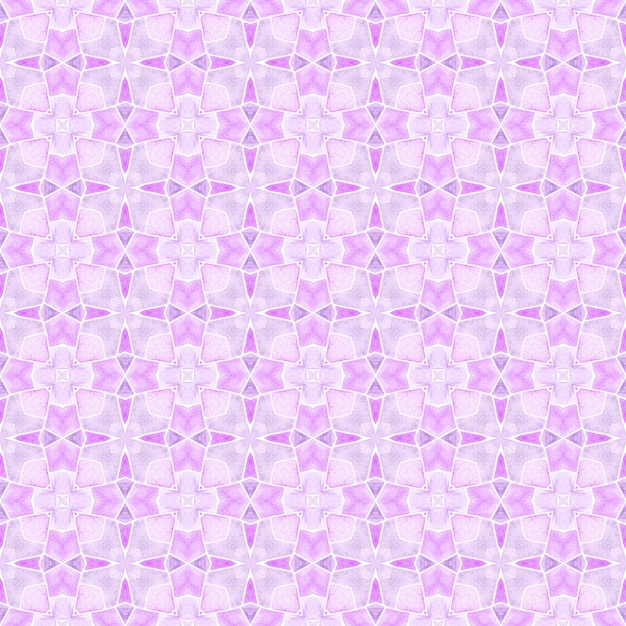 Bordure aquarelle carrelée peinte à la main. Design d'été boho chic authentique violet. Imprimé mesmeric prêt pour le textile, tissu de maillot de bain, papier peint, emballage. Fond aquarelle en mosaïque.