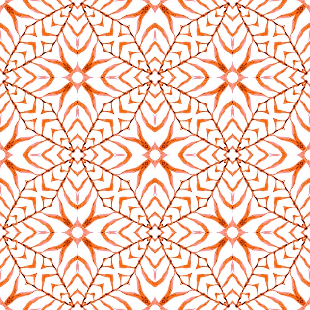 Photo bordure de carreaux répétitifs ikat aquarelle orange