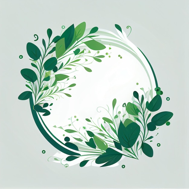 Photo bordure de cercle vert pour le texte et la conception fond de couronne de feuilles vertes ai générative