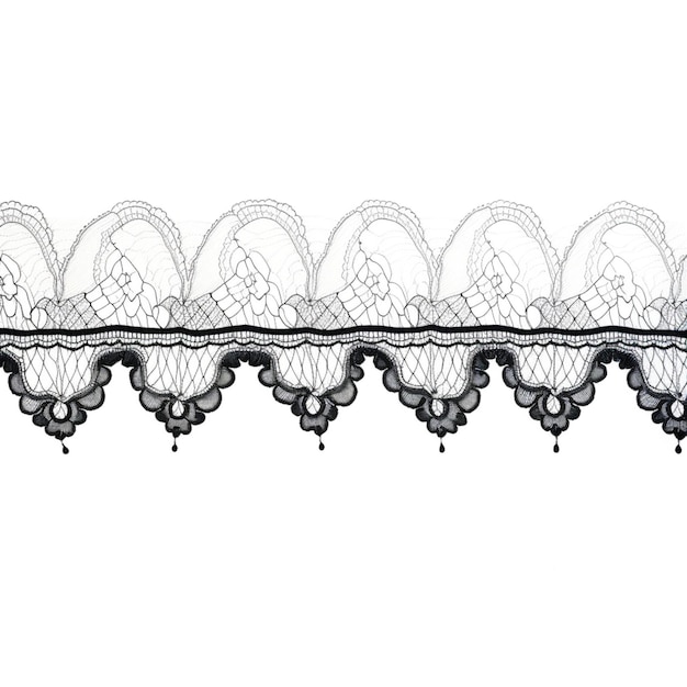 Photo une bordure de dentelle noire et blanche avec un design floral génératif ai