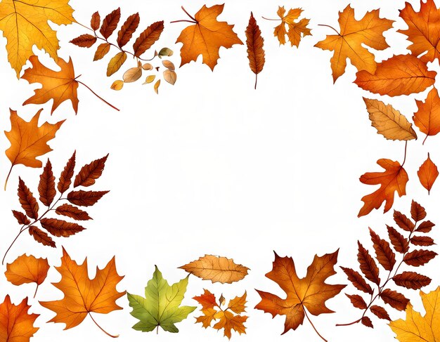 Bordure de feuilles d'automne esthétiques avec un espace blanc vide au centre