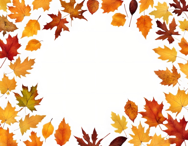Photo bordure de feuilles d'automne esthétiques avec un espace blanc vide au centre