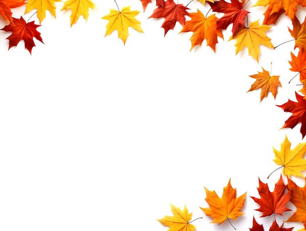 Bordure de feuilles d'érable automne automne sur fond blanc