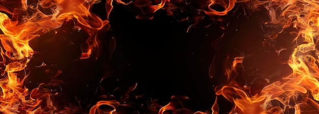 Une bordure de flammes sur un fond noir