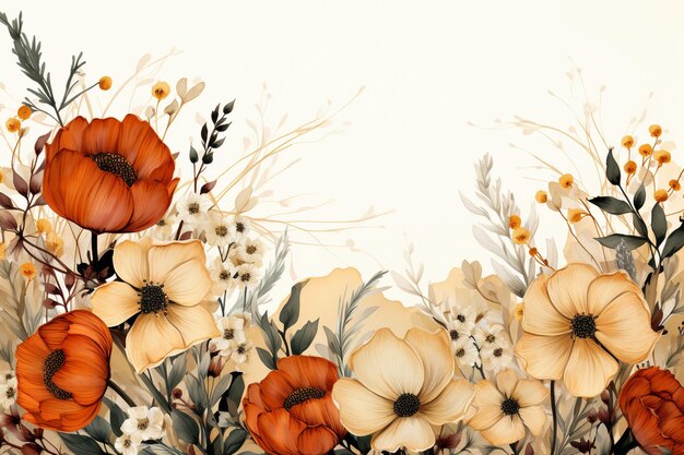 Bordure florale aquarelle moderne